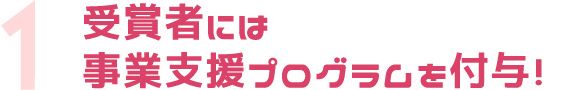 受賞者には事業支援プログラムを付与！